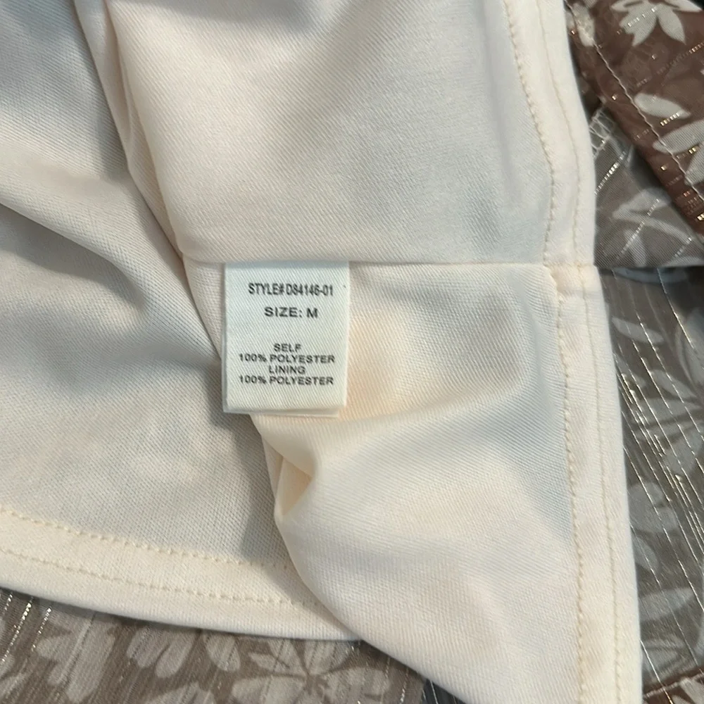 PEACH LOVE CALIFORNIA BOHO FLORAL SHIMMER THREADED DRESS GUC SZ M VERSATILE - Picture 11 of 12